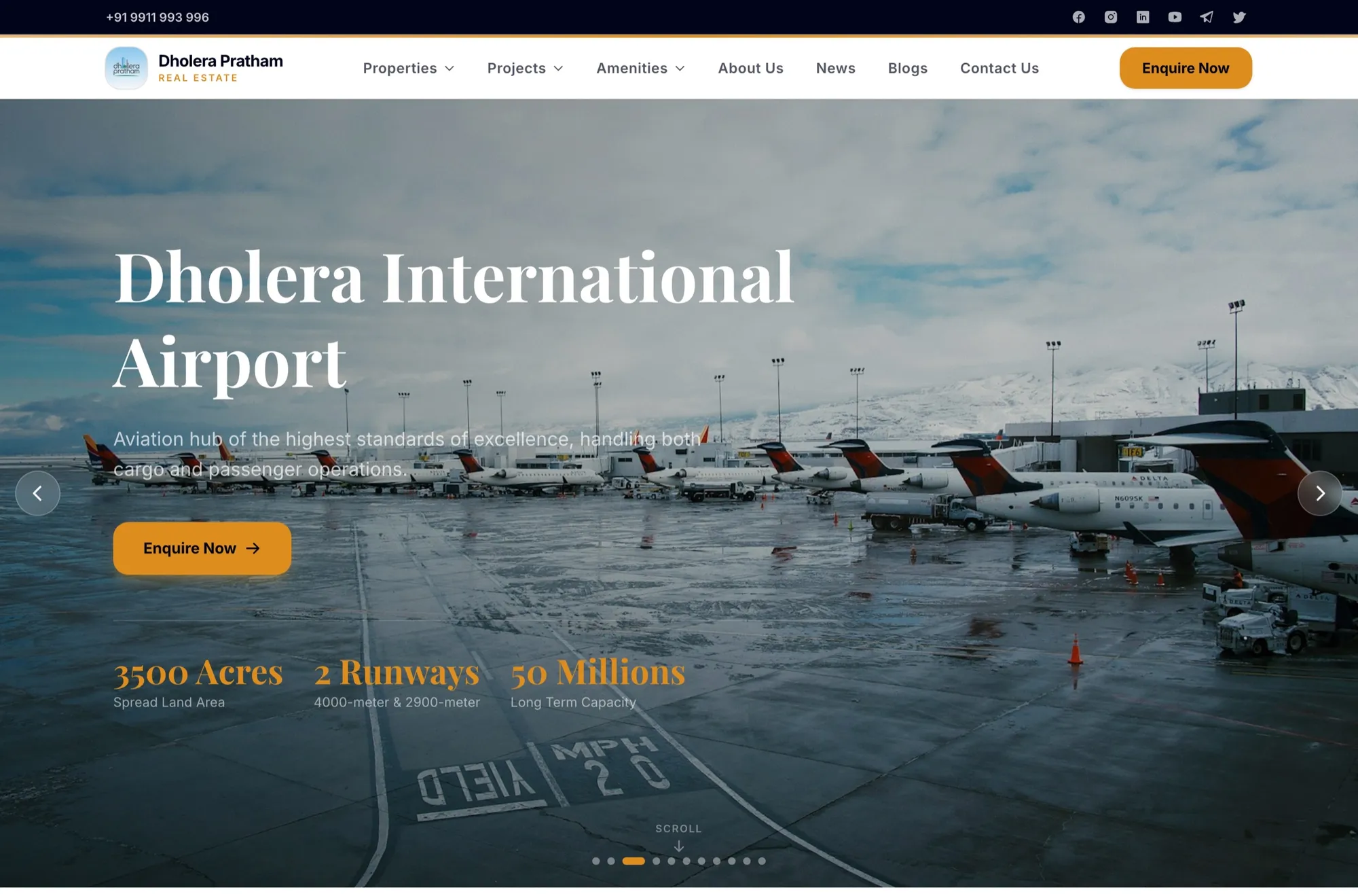 Dholera Pratham homepage — 'Invest in India's First Smart City' hero